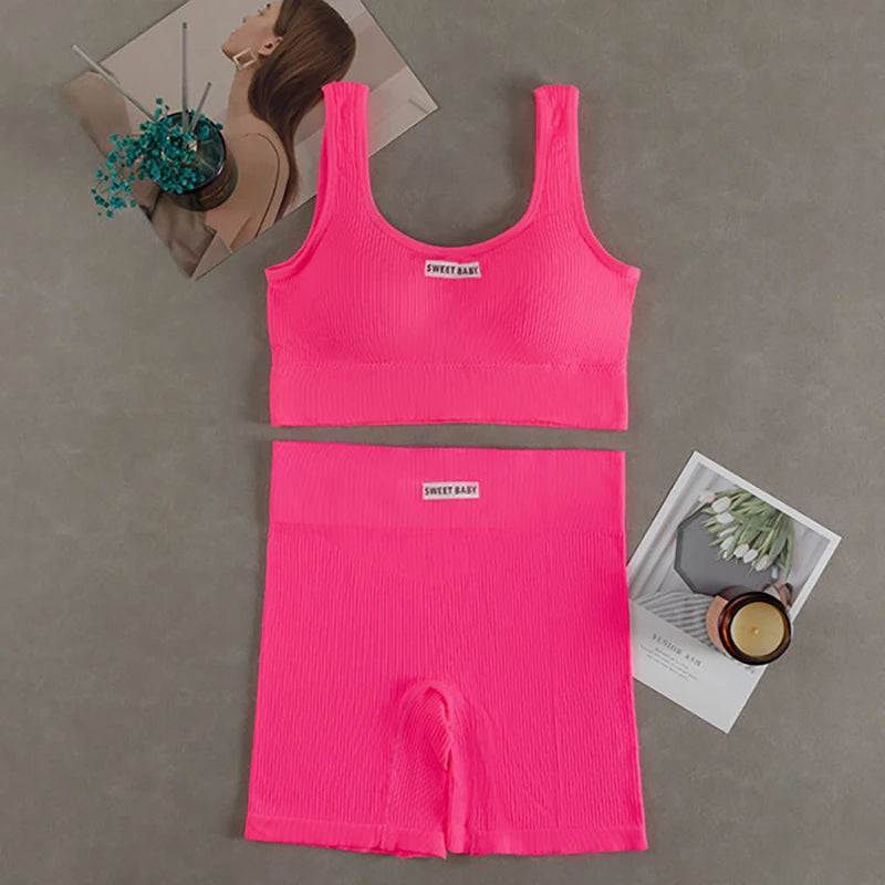 Conjunto de Yoga sin costuras para mujer, trajes de entrenamiento para Fitness, Sujetador deportivo, Leggings de cintura alta, ropa de gimnasio Sexy con escote en V profundo, nueva ropa deportiva 2024