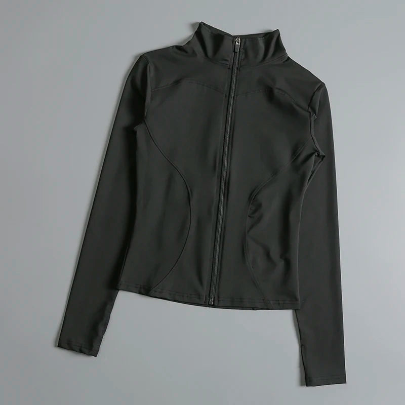 Gimnasio Fitness Zip up Entrenamiento Correr Entrenamiento Yoga Pista recortada Chaquetas deportivas para mujeres