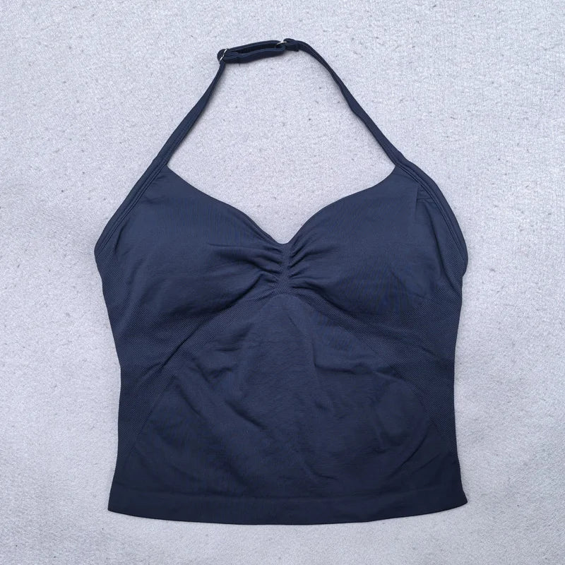 Nuevo conjunto de Yoga sin costuras, ropa de gimnasio para mujer, Legging acolchado, camiseta sin mangas, trajes de entrenamiento, ropa deportiva para Fitness, trajes