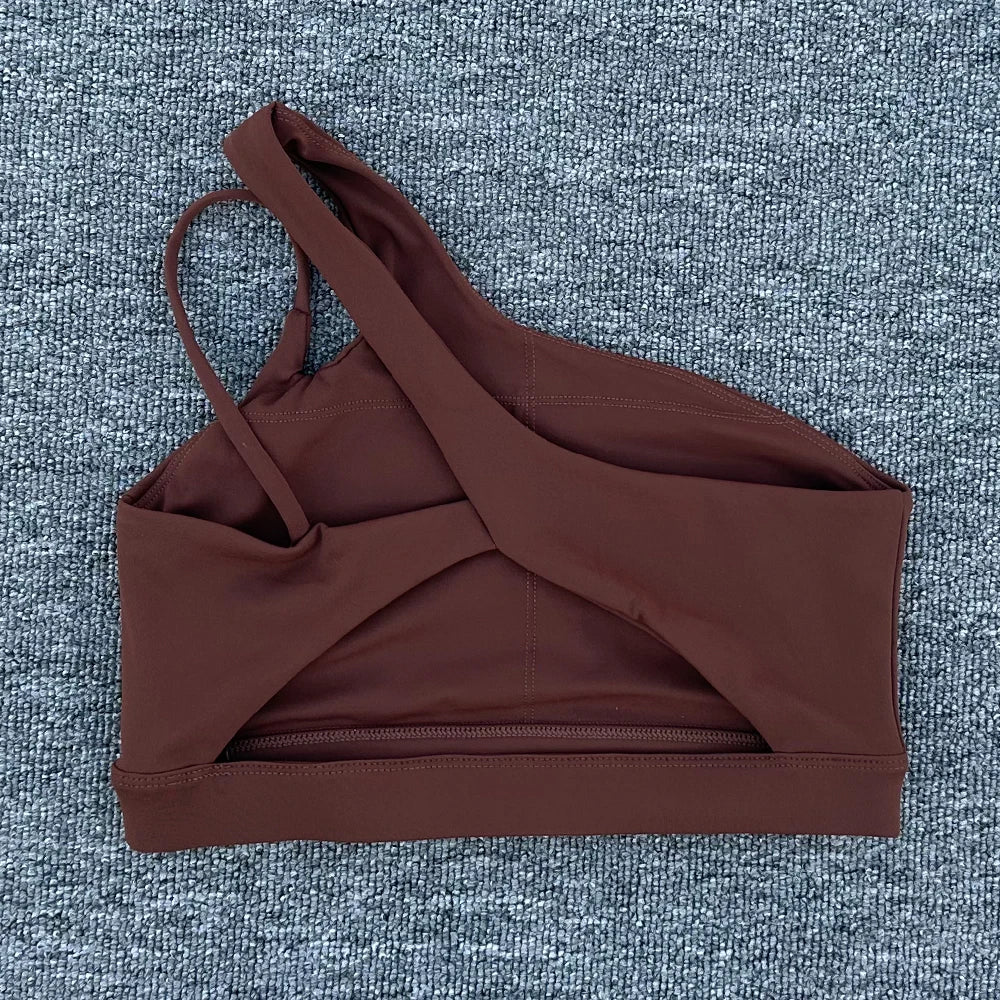Sujetador deportivo a prueba de golpes para mujer, parte de atrás bonita, ropa interior deportiva para gimnasio, correas oblicuas para los hombros, sujetador para correr, Fitness y Yoga ﻿