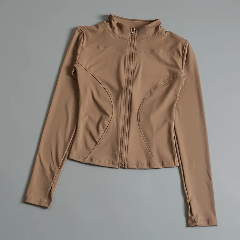 Gimnasio Fitness Zip up Entrenamiento Correr Entrenamiento Yoga Pista recortada Chaquetas deportivas para mujeres