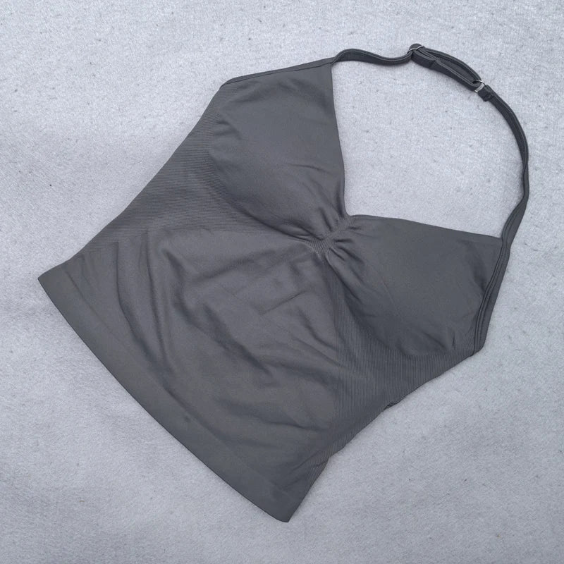Top de gimnasio con tiras ajustables, ropa de gimnasio sin espalda, sujetador Scrunch para mujer, copas extraíbles, tanque de Yoga, trajes de entrenamiento, Tops, chaleco deportivo