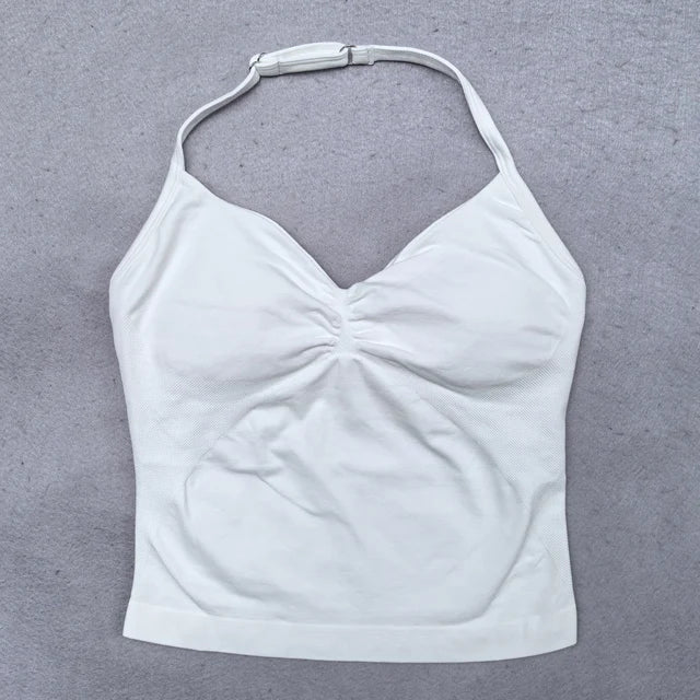 Top deportivo ajustable con tiras para mujer, Top de gimnasio con espalda descubierta, sujetador incorporado, ropa de Yoga, camisas sin mangas, trajes de entrenamiento, camiseta sin mangas