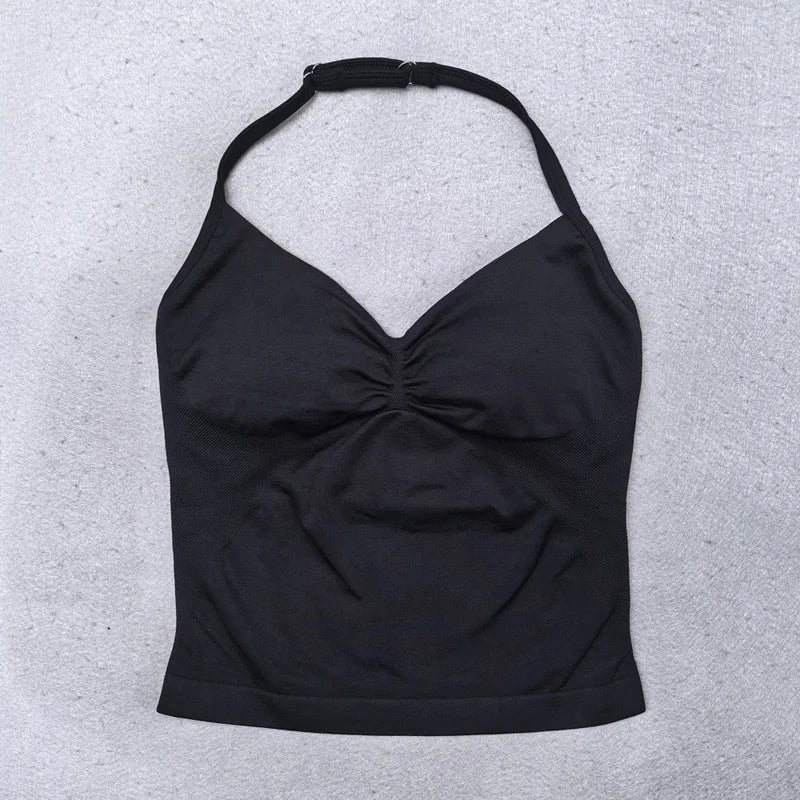 Nuevo conjunto de Yoga sin costuras, ropa de gimnasio para mujer, Legging acolchado, camiseta sin mangas, trajes de entrenamiento, ropa deportiva para Fitness, trajes