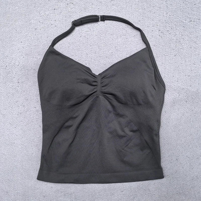 Nuevo conjunto de Yoga sin costuras, ropa de gimnasio para mujer, Legging acolchado, camiseta sin mangas, trajes de entrenamiento, ropa deportiva para Fitness, trajes