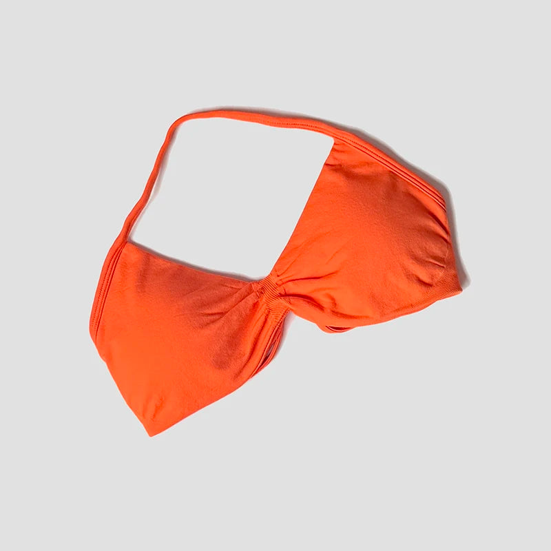 Sujetador deportivo con cuello Halter para mujer, Top corto de gimnasia con espalda abierta y realce, camisetas sin mangas de Yoga para entrenamiento sin costuras acolchadas