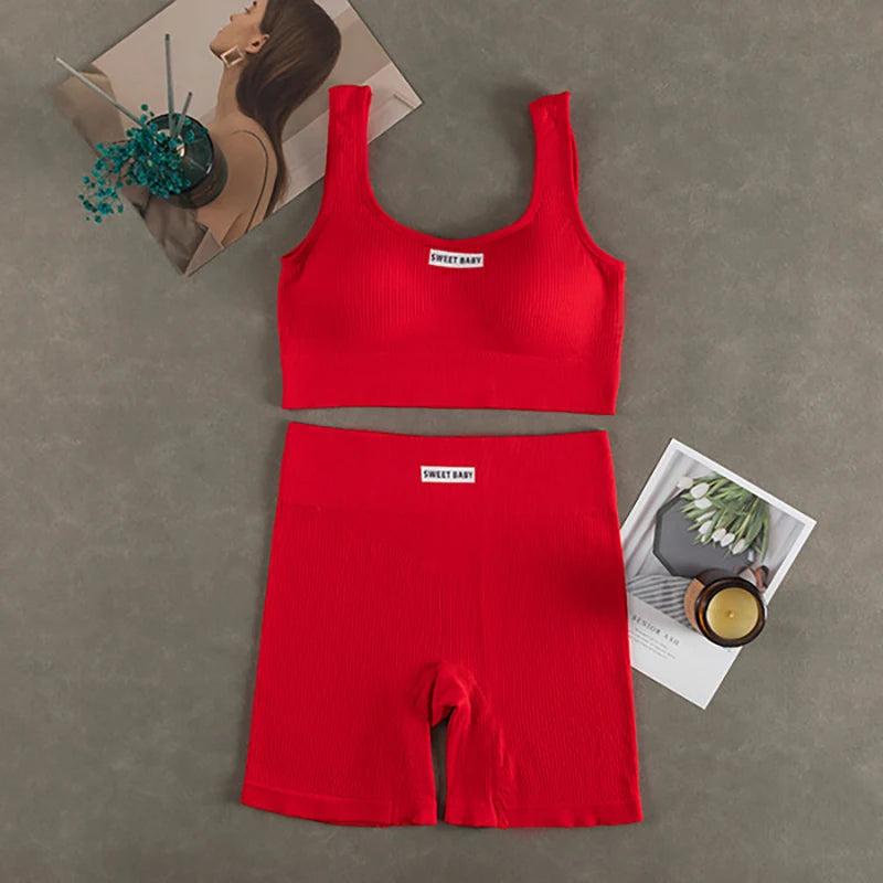Conjunto de Yoga sin costuras para mujer, trajes de entrenamiento para Fitness, Sujetador deportivo, Leggings de cintura alta, ropa de gimnasio Sexy con escote en V profundo, nueva ropa deportiva 2024