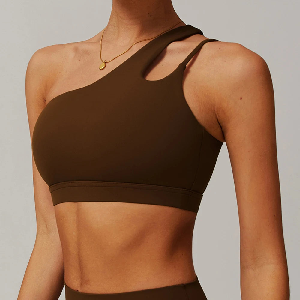 Sujetador deportivo a prueba de golpes para mujer, parte de atrás bonita, ropa interior deportiva para gimnasio, correas oblicuas para los hombros, sujetador para correr, Fitness y Yoga ﻿