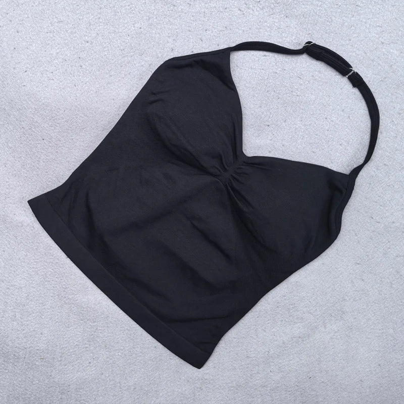 Top de gimnasio con tiras ajustables, ropa de gimnasio sin espalda, sujetador Scrunch para mujer, copas extraíbles, tanque de Yoga, trajes de entrenamiento, Tops, chaleco deportivo