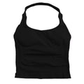 Top de gimnasio para mujer, ropa de entrenamiento con tiras, camiseta sin mangas, Sujetador deportivo acolchado, camisas de Yoga sin espalda, Top corto de gimnasia sin costuras, chaleco de Fitness con cuello Halter