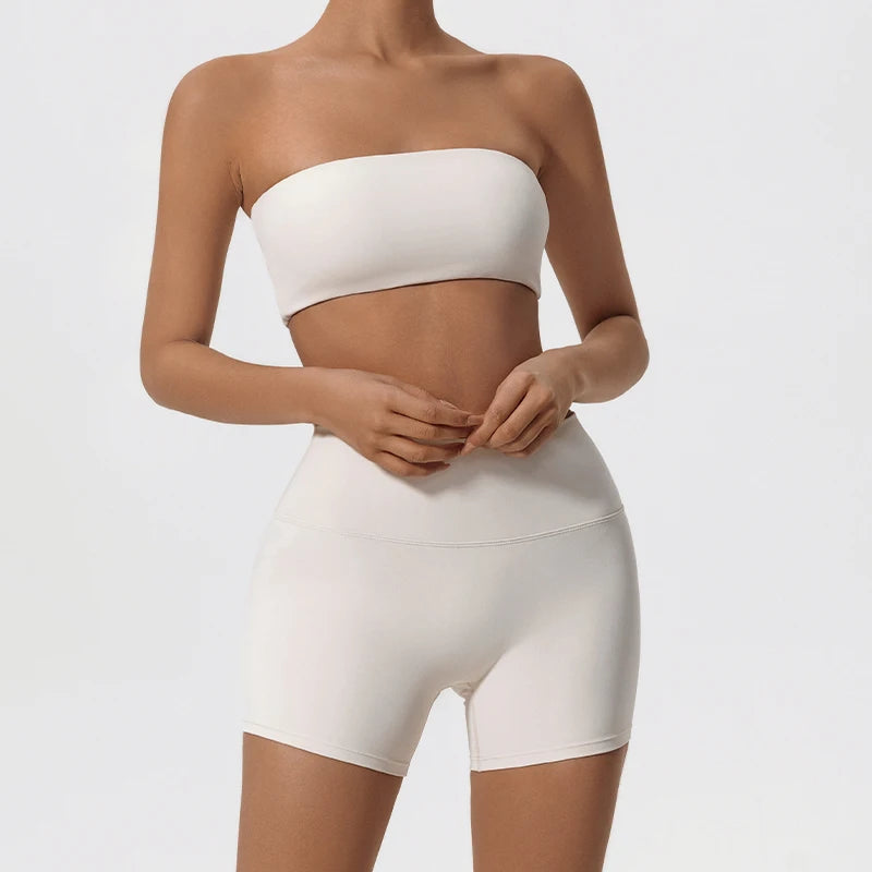 Conjunto Deportivo de Dos Piezas para Mujer, Ropa de Yoga, Top Deportivo sin Tirantes, Conjunto de Gimnasio de 2 Piezas, Top Corto Deportivo para Mujer, Trajes Deportivos para Gimnasio