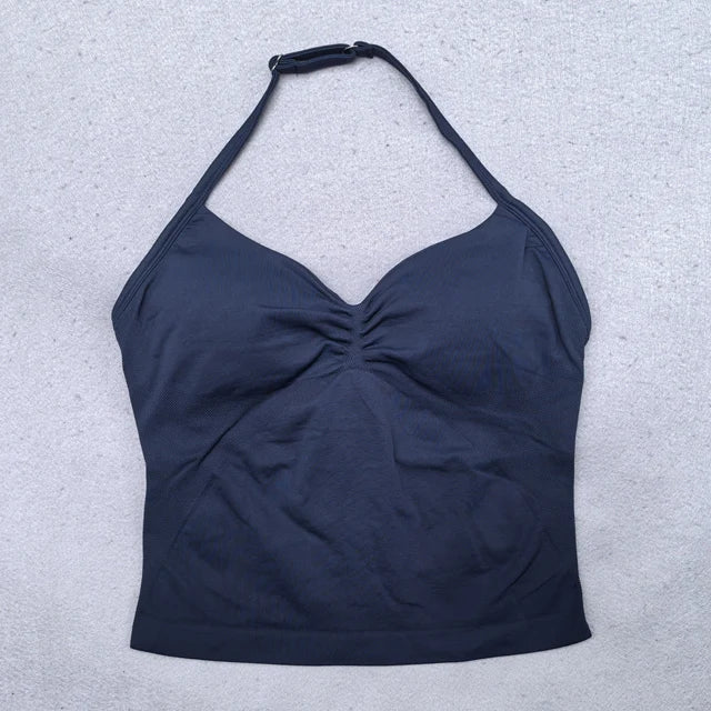 Top deportivo ajustable con tiras para mujer, Top de gimnasio con espalda descubierta, sujetador incorporado, ropa de Yoga, camisas sin mangas, trajes de entrenamiento, camiseta sin mangas
