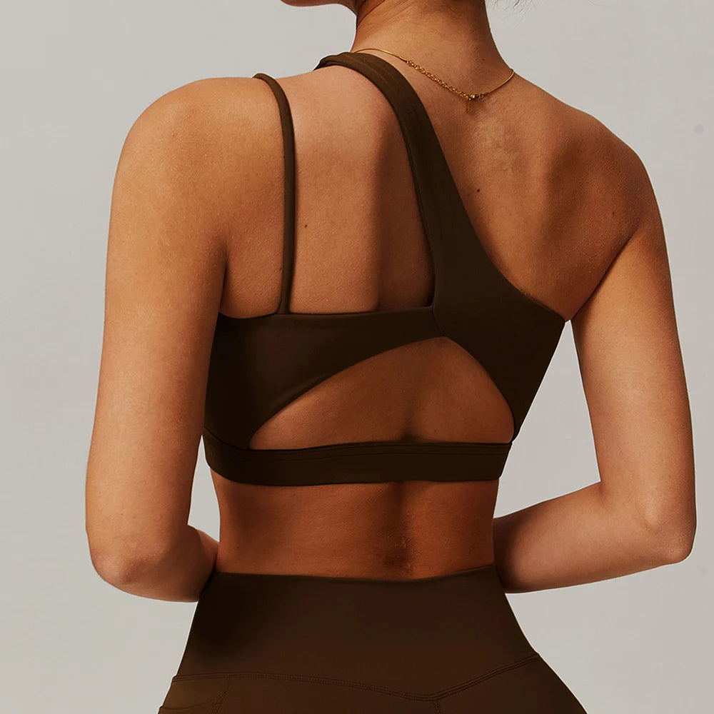 Sujetador deportivo a prueba de golpes para mujer, parte de atrás bonita, ropa interior deportiva para gimnasio, correas oblicuas para los hombros, sujetador para correr, Fitness y Yoga ﻿