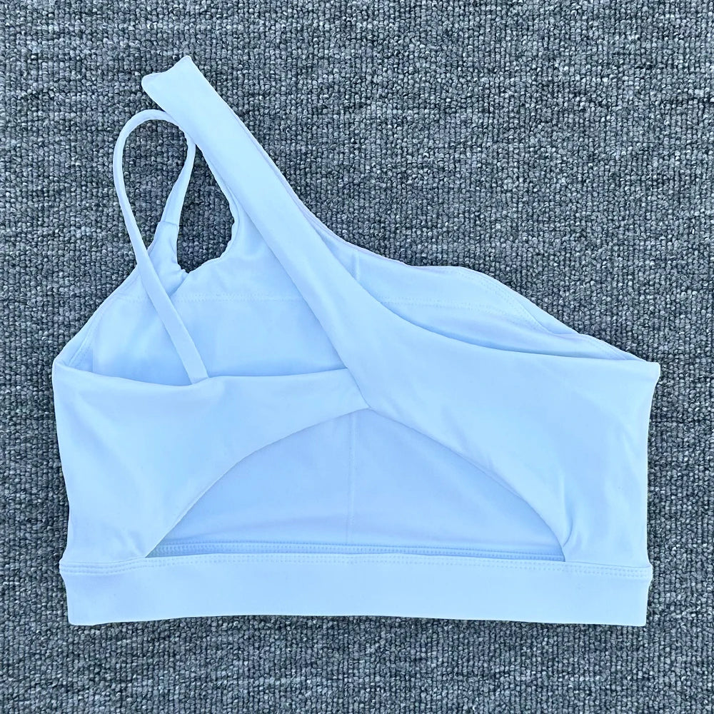 Sujetador deportivo a prueba de golpes para mujer, parte de atrás bonita, ropa interior deportiva para gimnasio, correas oblicuas para los hombros, sujetador para correr, Fitness y Yoga ﻿