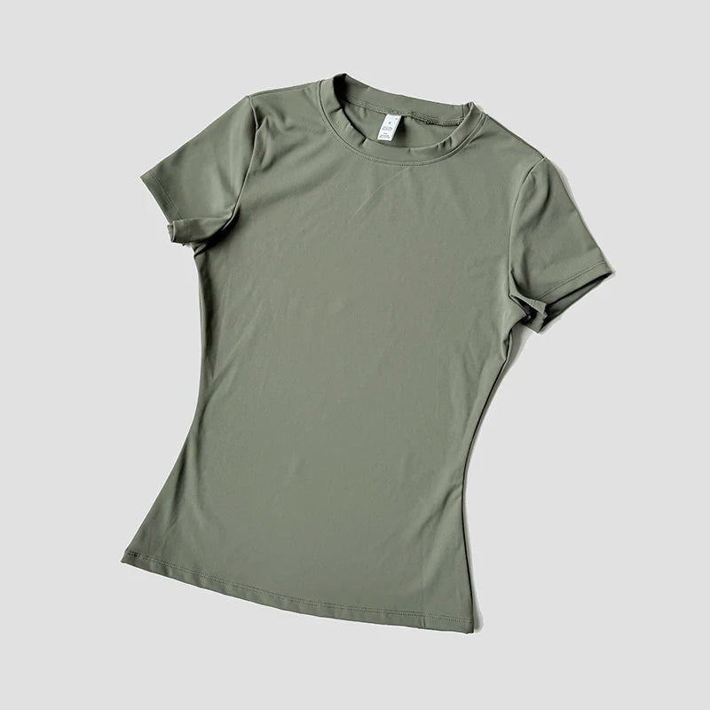 Top de Yoga para mujer, camisetas deportivas sin costuras, ropa de Fitness, camisa de Yoga de manga corta, Top de gimnasio, ropa activa para correr