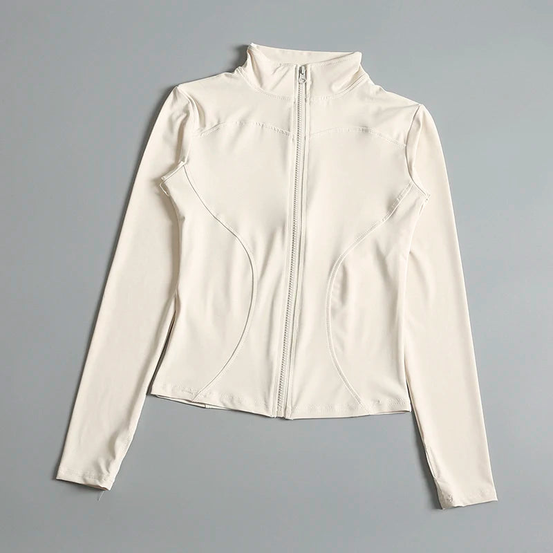 Gimnasio Fitness Zip up Entrenamiento Correr Entrenamiento Yoga Pista recortada Chaquetas deportivas para mujeres