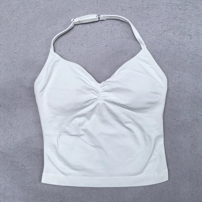 Nuevo conjunto de Yoga sin costuras, ropa de gimnasio para mujer, Legging acolchado, camiseta sin mangas, trajes de entrenamiento, ropa deportiva para Fitness, trajes