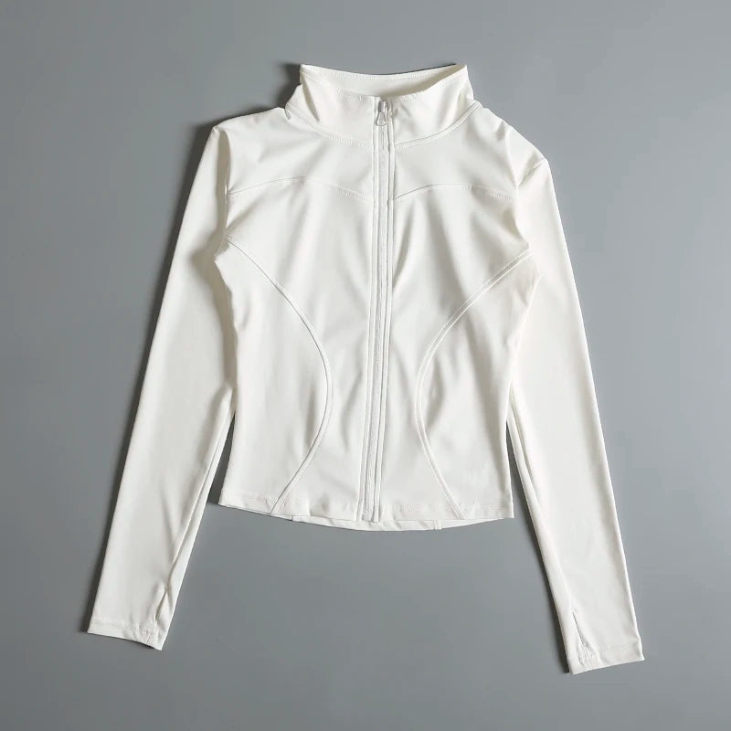 Gimnasio Fitness Zip up Entrenamiento Correr Entrenamiento Yoga Pista recortada Chaquetas deportivas para mujeres