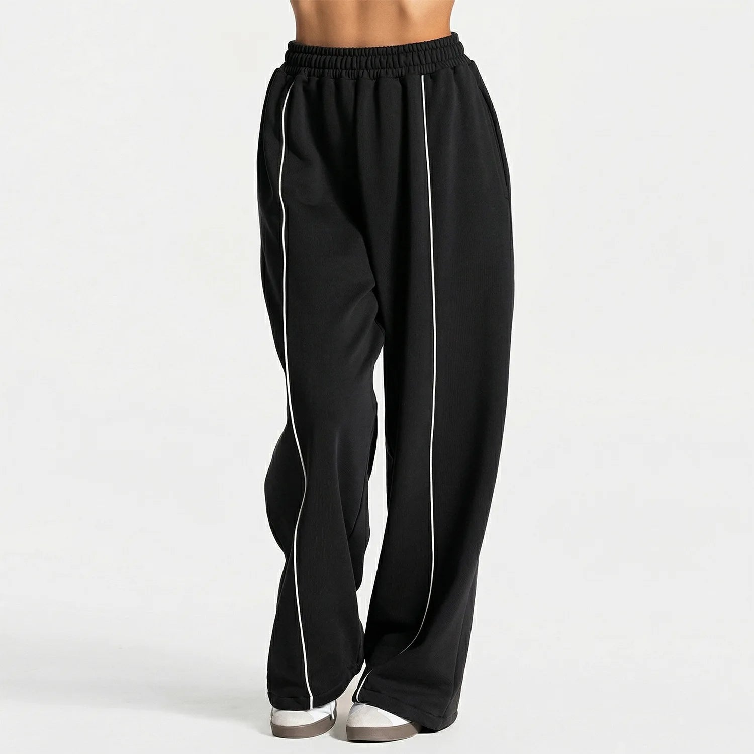 Pantalones deportivos para mujer, pantalones holgados informales de pierna ancha con bolsillos, cintura alta, pantalones de moda para gimnasio, entrenamiento, correr, Yoga