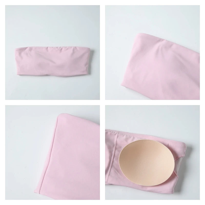 Conjunto Deportivo de Dos Piezas para Mujer, Ropa de Yoga, Top Deportivo sin Tirantes, Conjunto de Gimnasio de 2 Piezas, Top Corto Deportivo para Mujer, Trajes Deportivos para Gimnasio