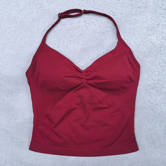 Top deportivo ajustable con tiras para mujer, Top de gimnasio con espalda descubierta, sujetador incorporado, ropa de Yoga, camisas sin mangas, trajes de entrenamiento, camiseta sin mangas