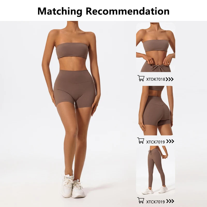 Conjunto Deportivo de Dos Piezas para Mujer, Ropa de Yoga, Top Deportivo sin Tirantes, Conjunto de Gimnasio de 2 Piezas, Top Corto Deportivo para Mujer, Trajes Deportivos para Gimnasio