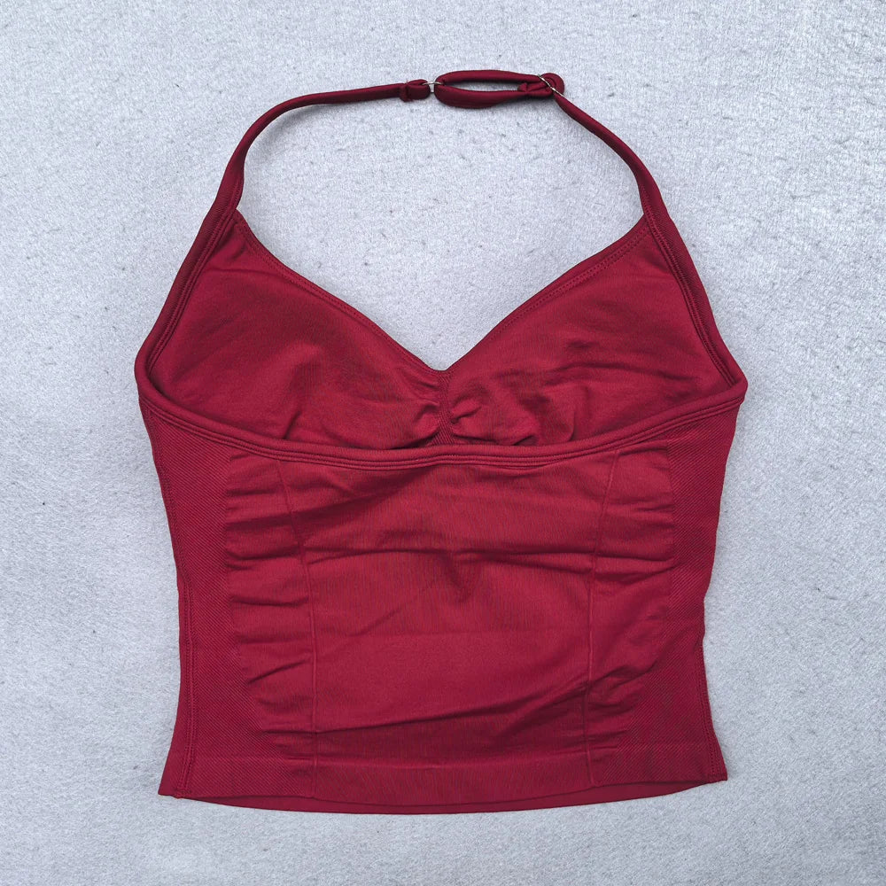 Nuevo conjunto de Yoga sin costuras, ropa de gimnasio para mujer, Legging acolchado, camiseta sin mangas, trajes de entrenamiento, ropa deportiva para Fitness, trajes