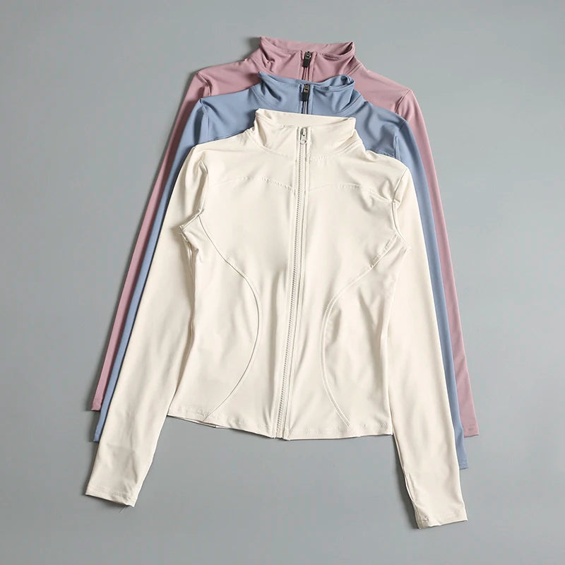 Gimnasio Fitness Zip up Entrenamiento Correr Entrenamiento Yoga Pista recortada Chaquetas deportivas para mujeres
