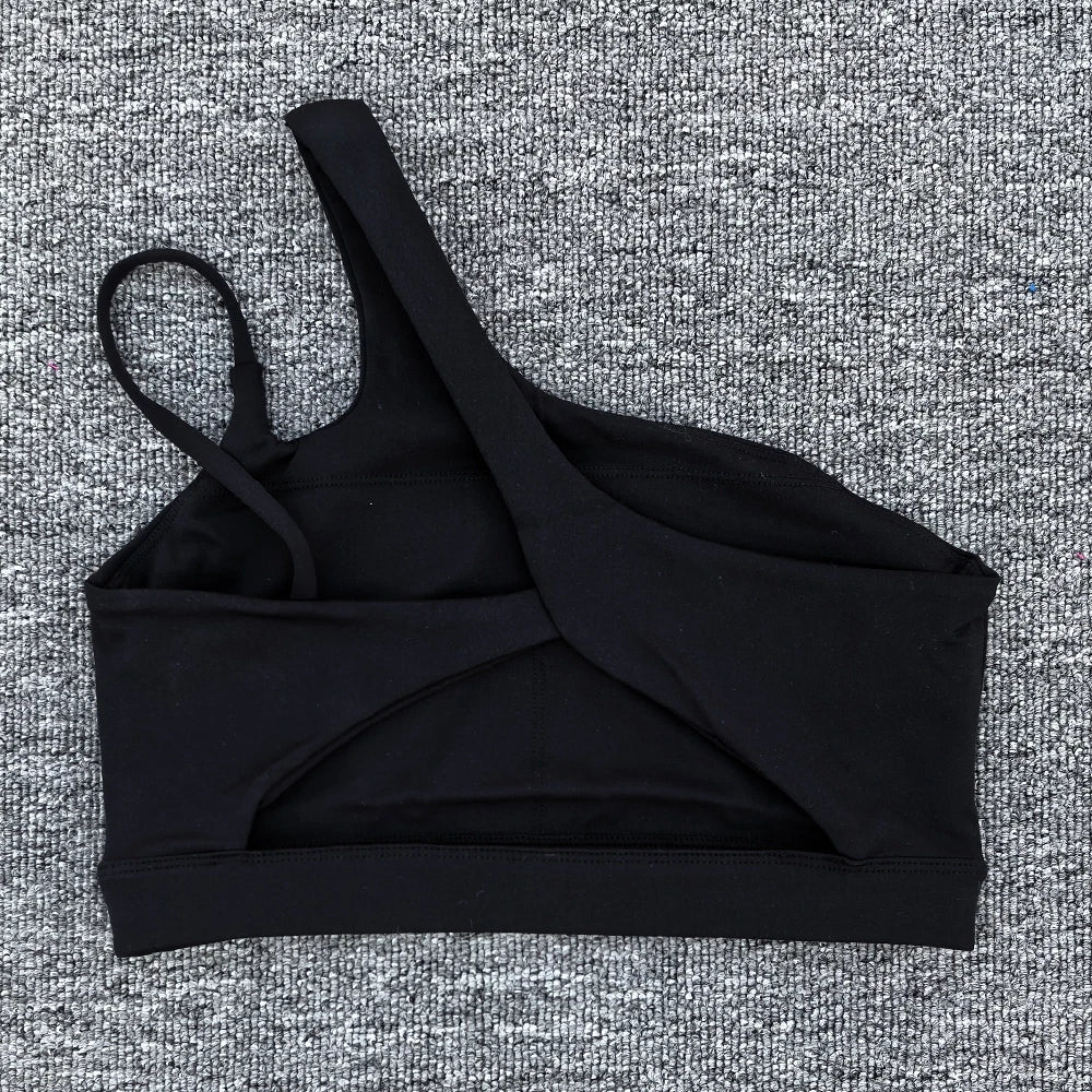 Sujetador deportivo a prueba de golpes para mujer, parte de atrás bonita, ropa interior deportiva para gimnasio, correas oblicuas para los hombros, sujetador para correr, Fitness y Yoga ﻿