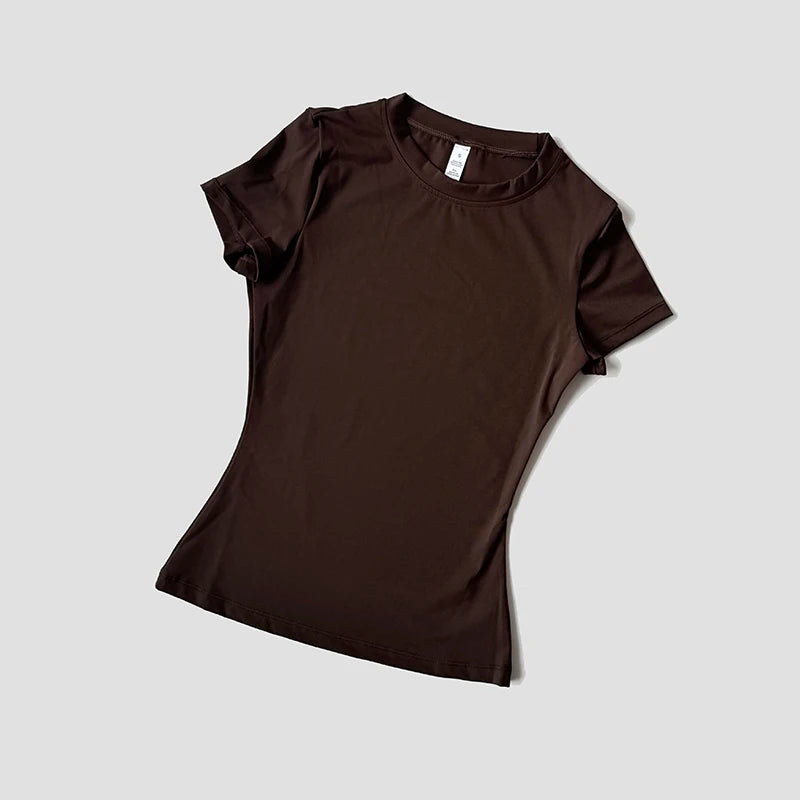 Top de Yoga para mujer, camisetas deportivas sin costuras, ropa de Fitness, camisa de Yoga de manga corta, Top de gimnasio, ropa activa para correr