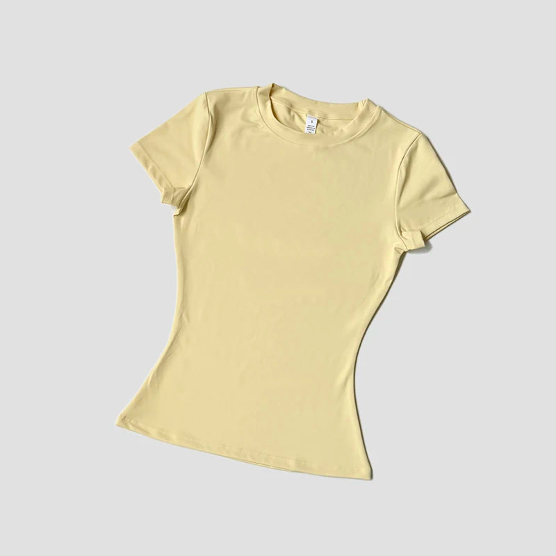 Top de Yoga para mujer, camisetas deportivas sin costuras, ropa de Fitness, camisa de Yoga de manga corta, Top de gimnasio, ropa activa para correr