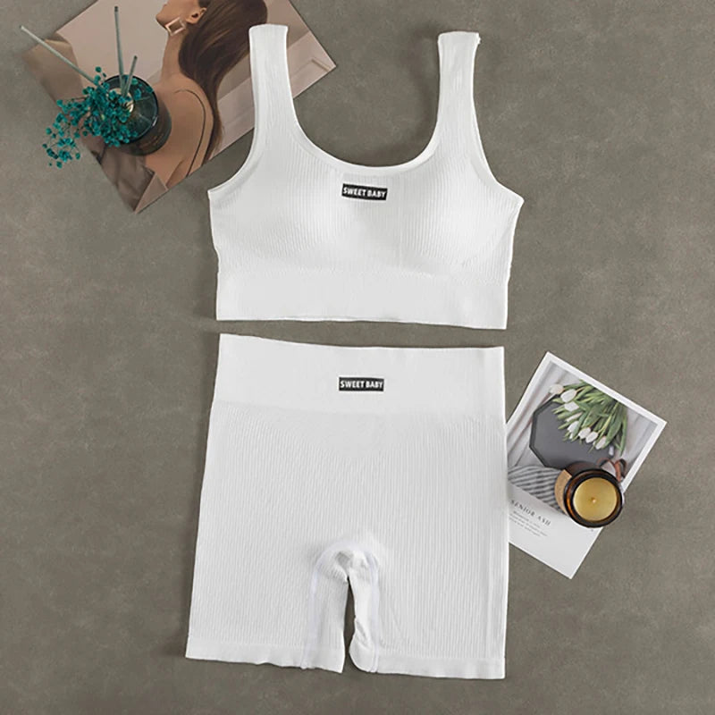 Conjunto de Yoga sin costuras para mujer, trajes de entrenamiento para Fitness, Sujetador deportivo, Leggings de cintura alta, ropa de gimnasio Sexy con escote en V profundo, nueva ropa deportiva 2024
