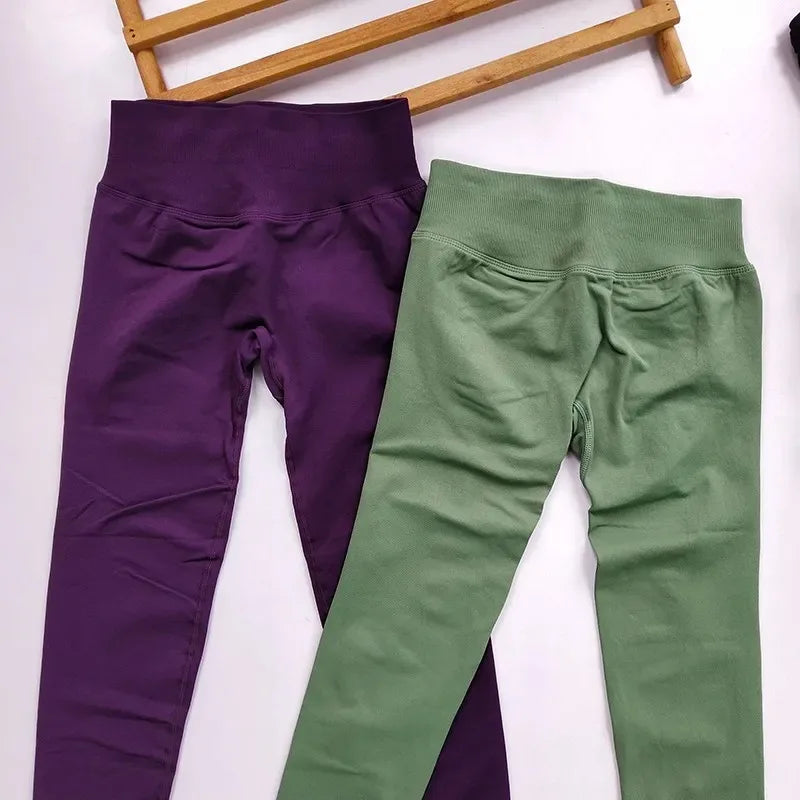 Conjunto de yoga de 2 piezas para mujer, top halter sin espalda, pantalones sin costuras de cintura alta, traje de gimnasio, sujetador deportivo, ropa deportiva, conjuntos de entrenamiento.