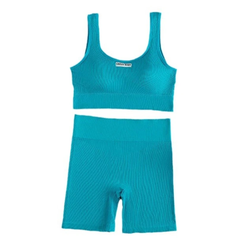 Conjunto de Yoga sin costuras para mujer, trajes de entrenamiento para Fitness, Sujetador deportivo, Leggings de cintura alta, ropa de gimnasio Sexy con escote en V profundo, nueva ropa deportiva 2024