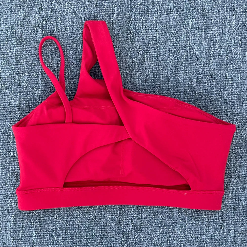 Sujetador deportivo a prueba de golpes para mujer, parte de atrás bonita, ropa interior deportiva para gimnasio, correas oblicuas para los hombros, sujetador para correr, Fitness y Yoga ﻿