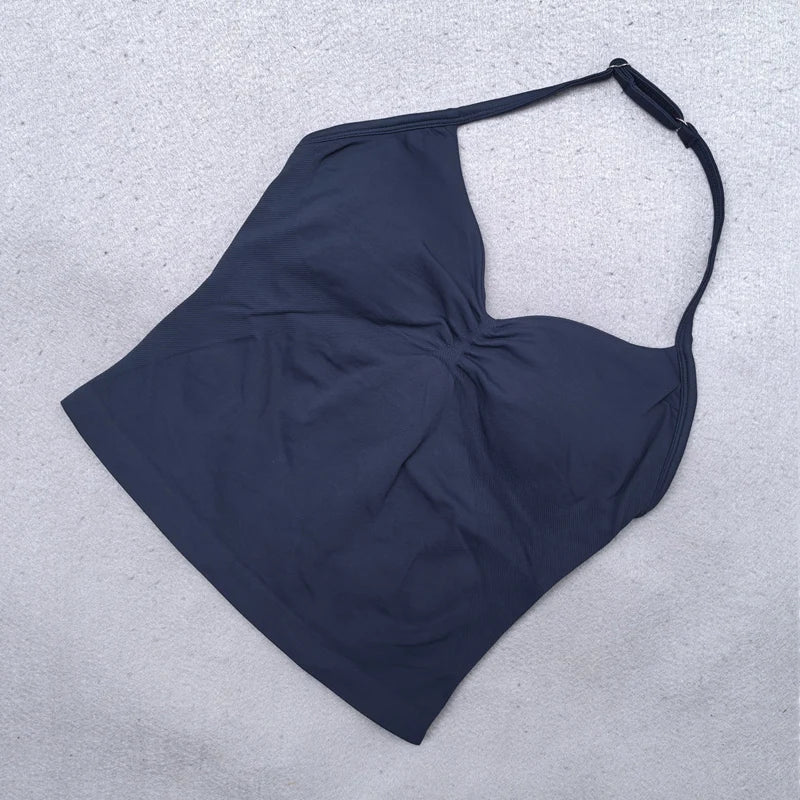 Top de gimnasio con tiras ajustables, ropa de gimnasio sin espalda, sujetador Scrunch para mujer, copas extraíbles, tanque de Yoga, trajes de entrenamiento, Tops, chaleco deportivo