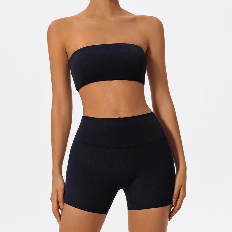 Conjunto Deportivo de Dos Piezas para Mujer, Ropa de Yoga, Top Deportivo sin Tirantes, Conjunto de Gimnasio de 2 Piezas, Top Corto Deportivo para Mujer, Trajes Deportivos para Gimnasio