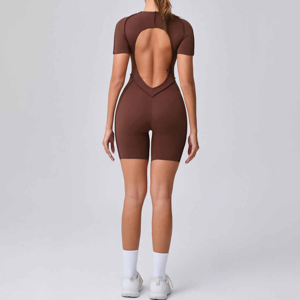 Mono corto, ropa de gimnasio para mujer, ropa deportiva, monos de Fitness, traje de Yoga con espalda descubierta, conjunto deportivo