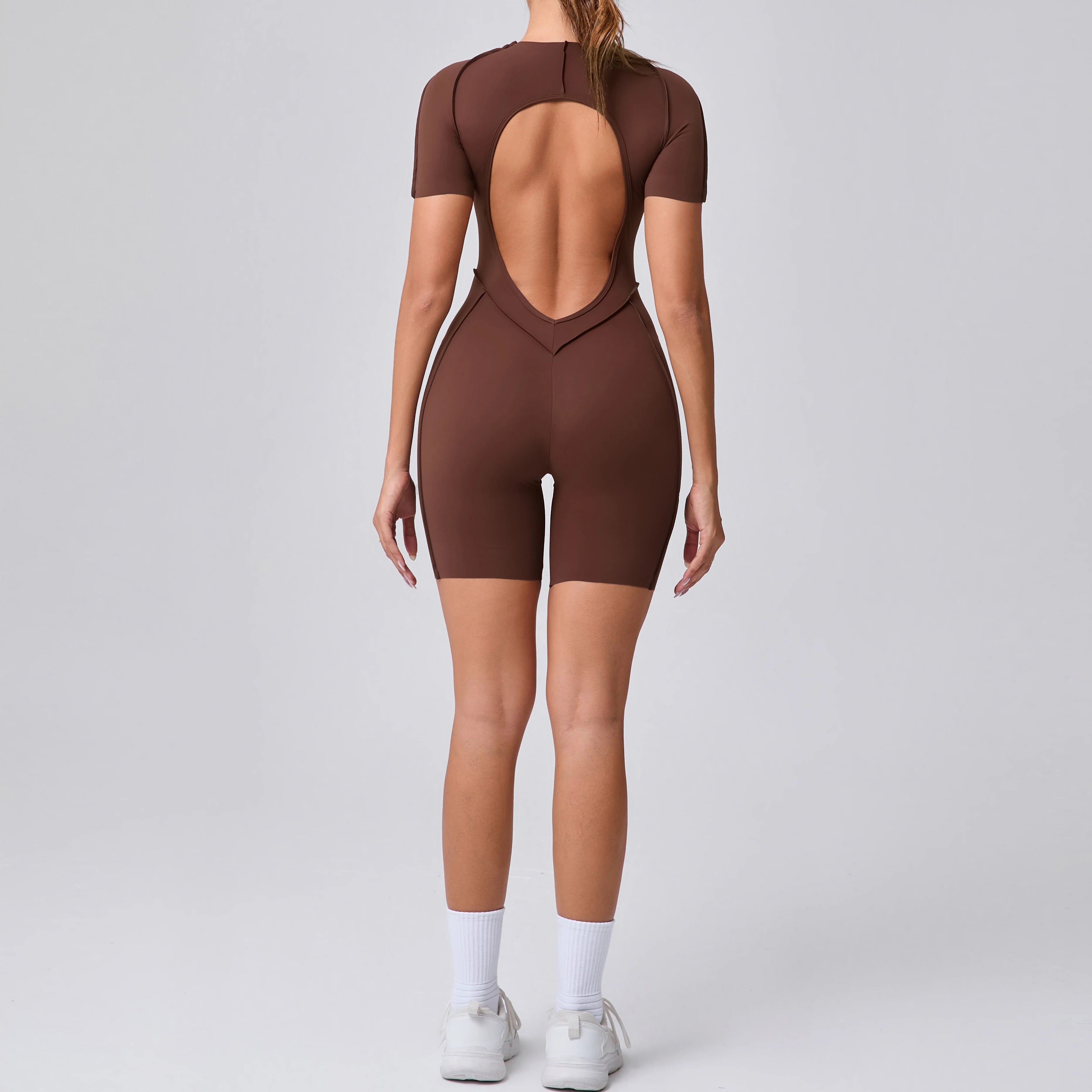 Mono corto, ropa de gimnasio para mujer, ropa deportiva, monos de Fitness, traje de Yoga con espalda descubierta, conjunto deportivo