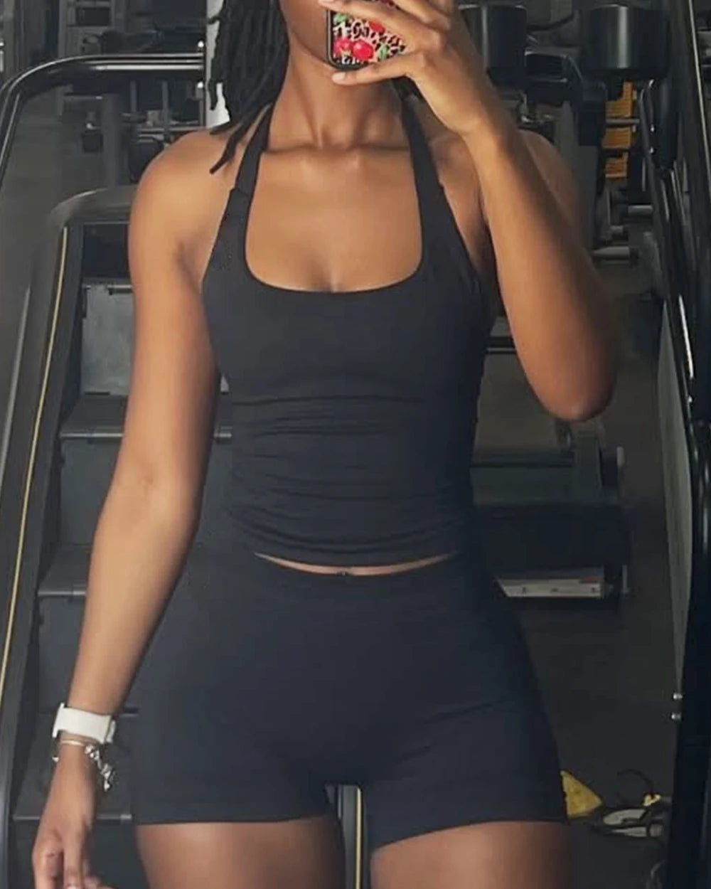 Top de gimnasio para mujer, ropa de entrenamiento con tiras, camiseta sin mangas, Sujetador deportivo acolchado, camisas de Yoga sin espalda, Top corto de gimnasia sin costuras, chaleco de Fitness con cuello Halter