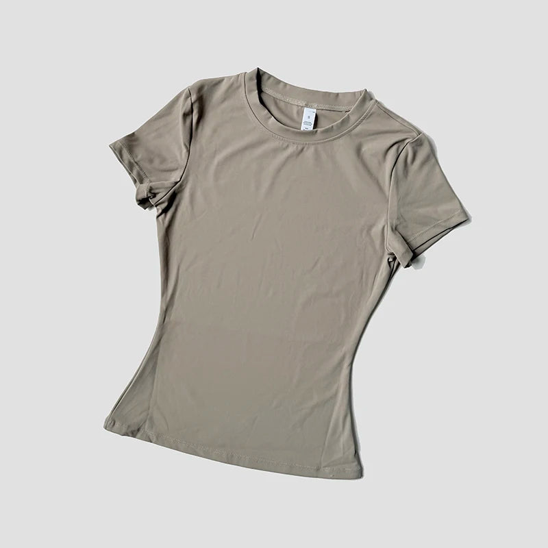 Top de Yoga para mujer, camisetas deportivas sin costuras, ropa de Fitness, camisa de Yoga de manga corta, Top de gimnasio, ropa activa para correr
