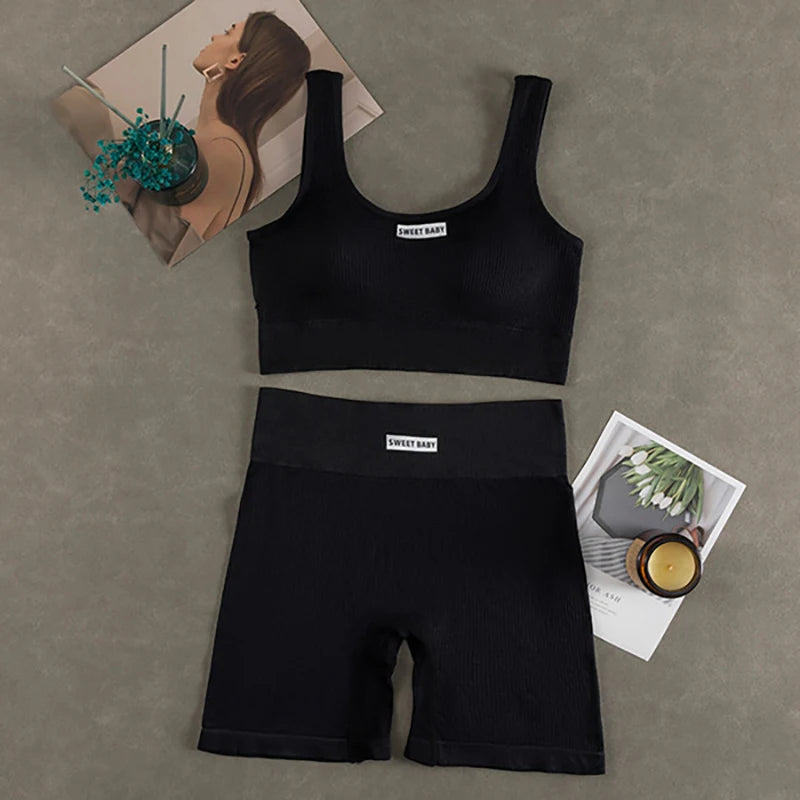 Conjunto de Yoga sin costuras para mujer, trajes de entrenamiento para Fitness, Sujetador deportivo, Leggings de cintura alta, ropa de gimnasio Sexy con escote en V profundo, nueva ropa deportiva 2024