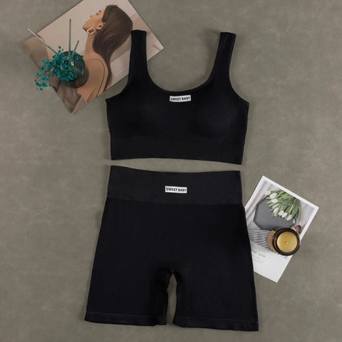 Conjunto de Yoga sin costuras para mujer, trajes de entrenamiento para Fitness, Sujetador deportivo, Leggings de cintura alta, ropa de gimnasio Sexy con escote en V profundo, nueva ropa deportiva 2024