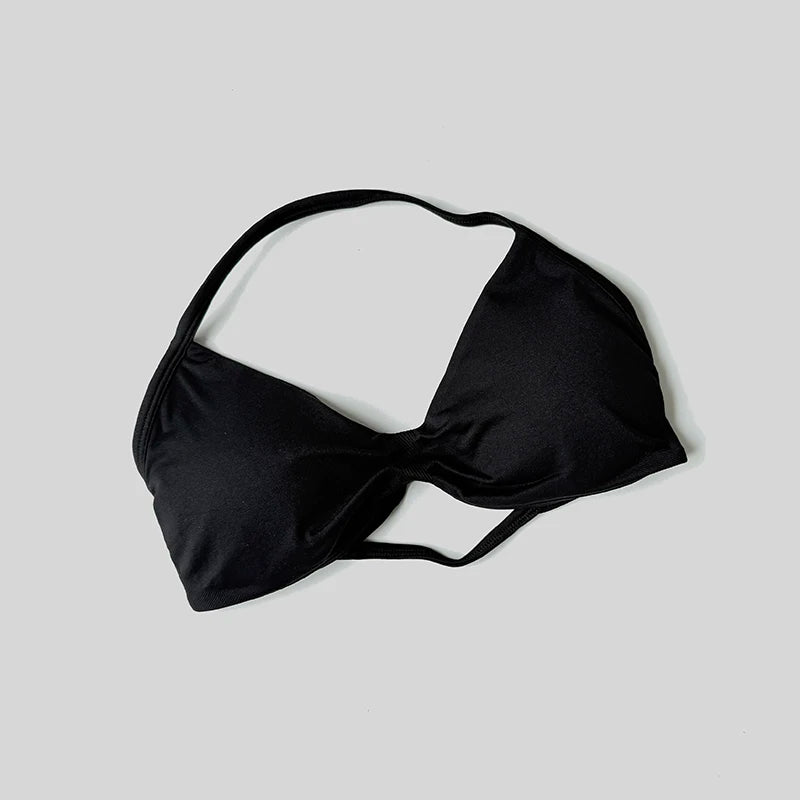 Sujetador deportivo con cuello Halter para mujer, Top corto de gimnasia con espalda abierta y realce, camisetas sin mangas de Yoga para entrenamiento sin costuras acolchadas