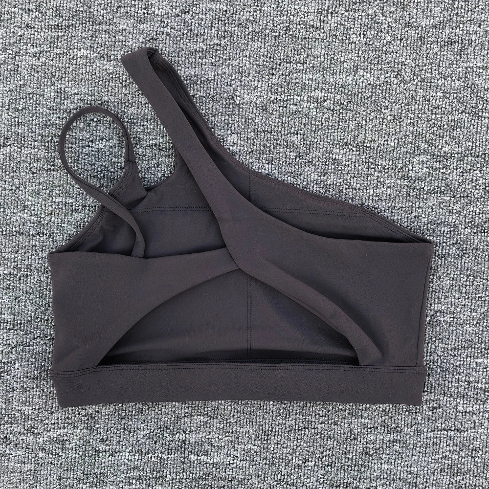 Sujetador deportivo a prueba de golpes para mujer, parte de atrás bonita, ropa interior deportiva para gimnasio, correas oblicuas para los hombros, sujetador para correr, Fitness y Yoga ﻿