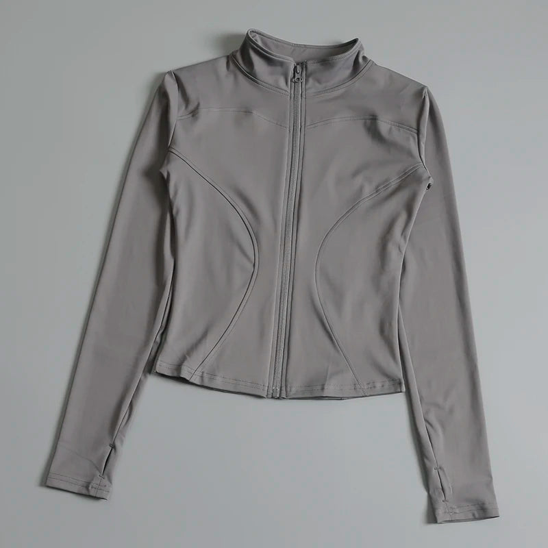 Gimnasio Fitness Zip up Entrenamiento Correr Entrenamiento Yoga Pista recortada Chaquetas deportivas para mujeres