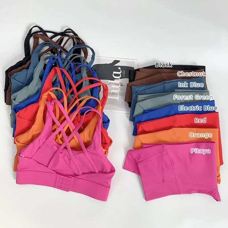 Ropa de Yoga de 2 piezas para mujer, ropa deportiva para gimnasio, ropa de entrenamiento, Top corto para gimnasio, Legging de cintura alta, conjunto de sujetador de Fitness, trajes deportivos 👚