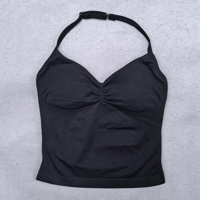 Top deportivo ajustable con tiras para mujer, Top de gimnasio con espalda descubierta, sujetador incorporado, ropa de Yoga, camisas sin mangas, trajes de entrenamiento, camiseta sin mangas