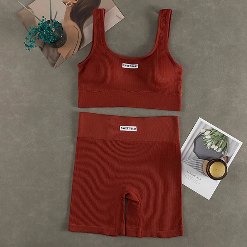 Conjunto de Yoga sin costuras para mujer, trajes de entrenamiento para Fitness, Sujetador deportivo, Leggings de cintura alta, ropa de gimnasio Sexy con escote en V profundo, nueva ropa deportiva 2024