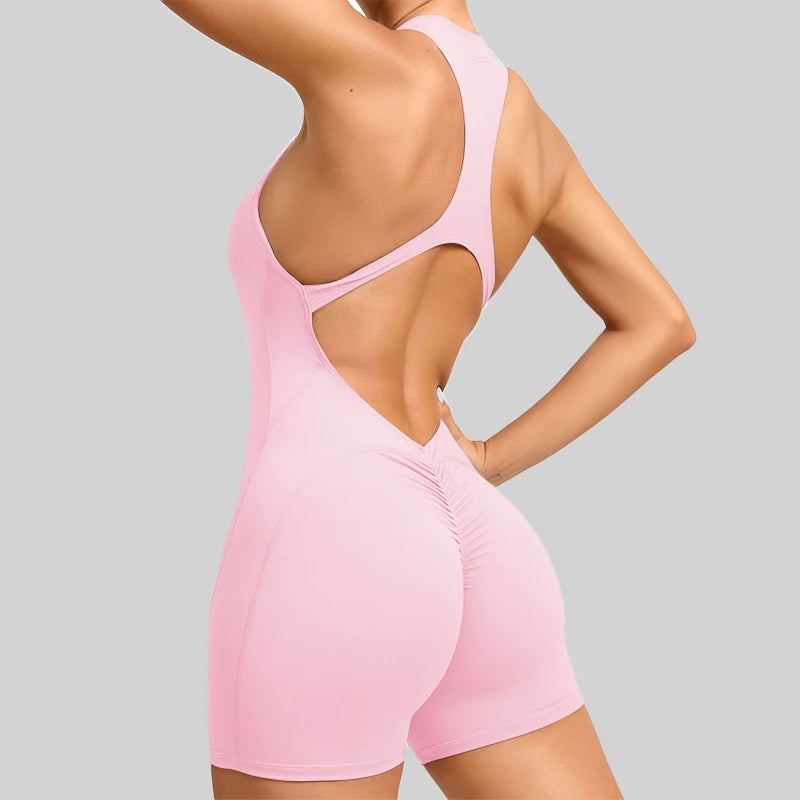 Mono Deportivo Corto de Verano sin Mangas para Mujer, Conjunto de Gimnasio, Ropa de Yoga, Traje de Una Pieza para Ejercicio, Bodysuit para Recreación al Aire Libre